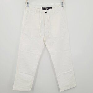 H&M LOGG. White Linen Blend High Waisted Ankle Pant